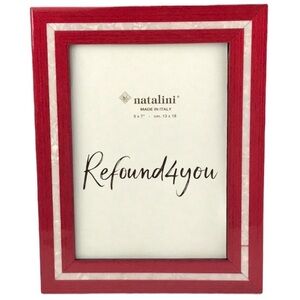 Natalini - ‘Red & White Border’ wood  frame 5” x 7”. NWT Firm!